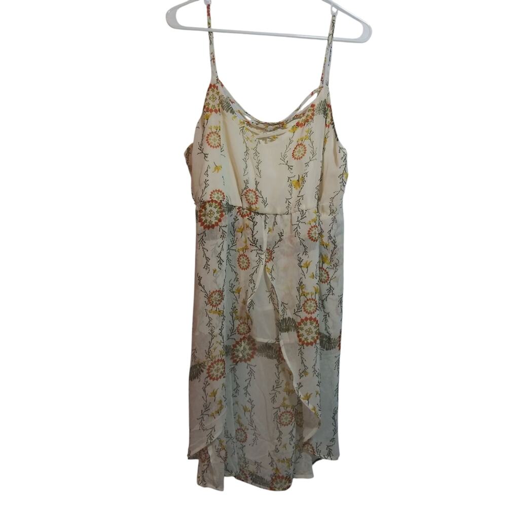 Maurices Neutral Boho Floral Fly Away Tunic Tank Lattice Front Size XXL